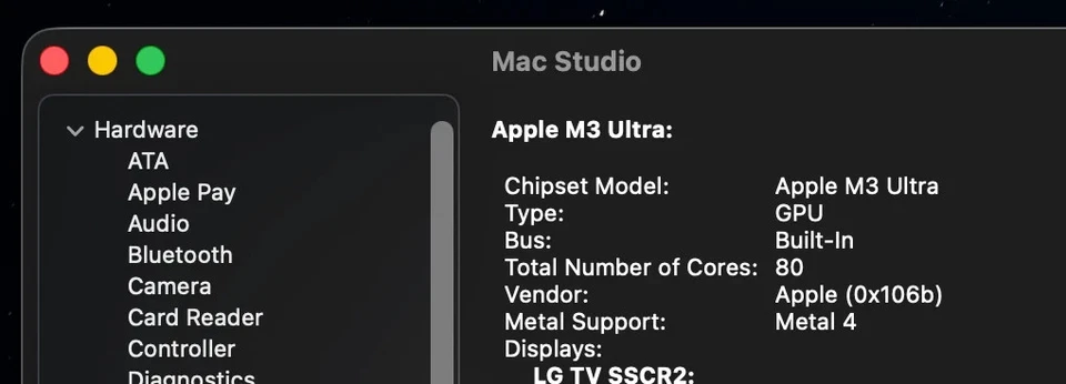 Used Apple Mac Studio M3 Ultra 512GB Memory 32-Core CPU 80-Core GPU 1TB SSD